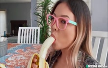 Petite Asian Sucks Banana And Big Dick